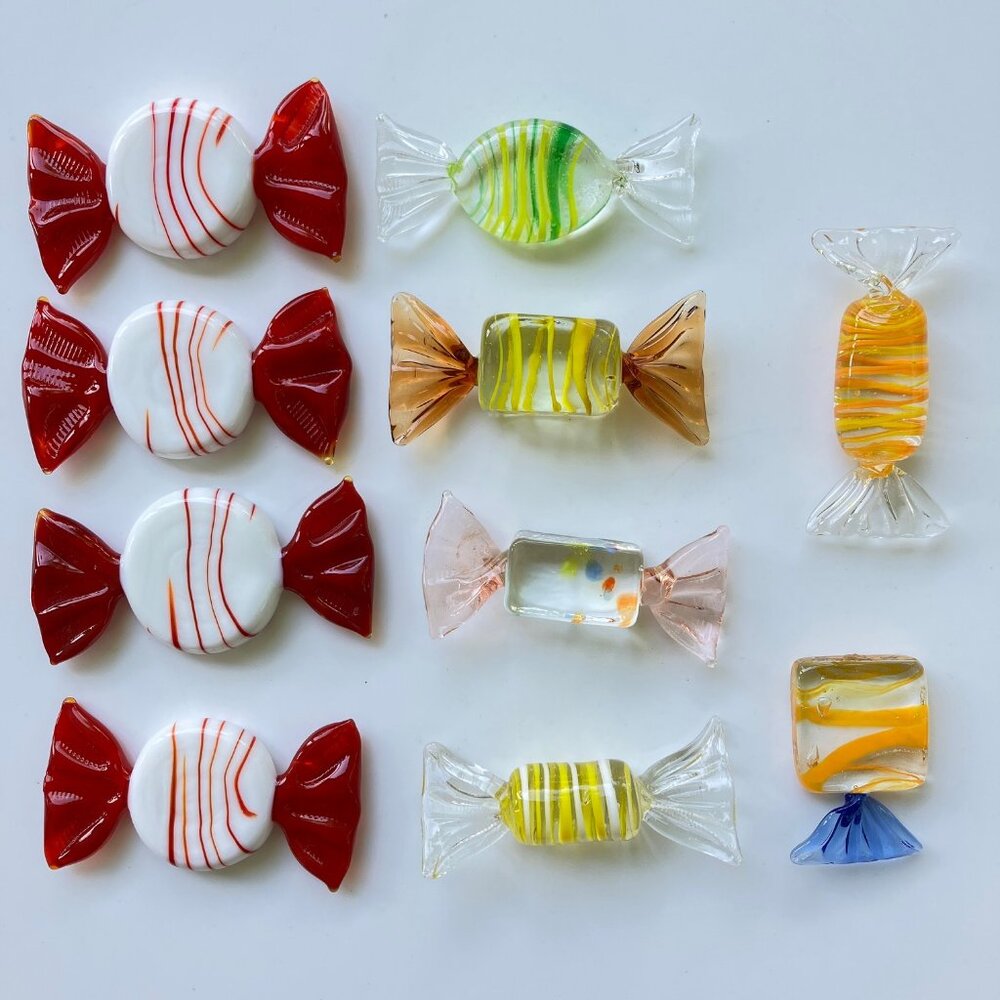 Glass Wrapped Hard Candy Pieces - 10 piece lot